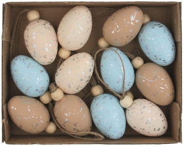 Vajíčka s ligotom plastové na zavesenie 4 cm, 12 ks v krabičke