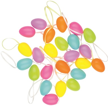 Vajíčko plastové na zavesenie 4 cm, 24 ks vo vrecku, mix farieb pastel