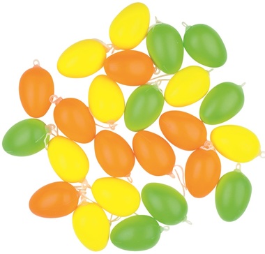 Vajíčko plastové na zavesenie 6 cm, 24 ks vo vrecku, mix farieb pastel