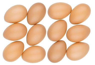 Vajíčka plastové 6 cm bez šnúrky, 12 ks vo vrecku, hnedá