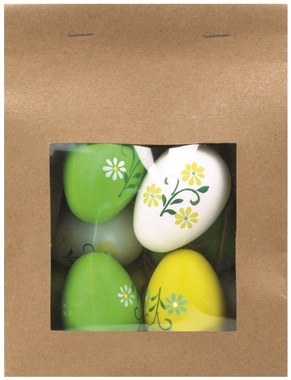 Vajíčka plastové na zavesenie 6 cm, 9 ks v papierovom vrecku 