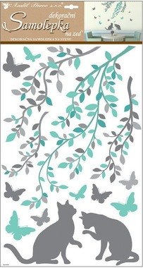 Samolepky na stenu Mačky a motýle 60 × 32 cm
