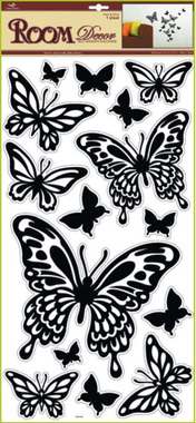 Samolepky na stenu motýle čierne 60x32 cm