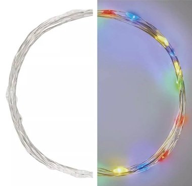 Osvetlenie NANO strieborné 1,9m - 20 LED multicolor+ časovač