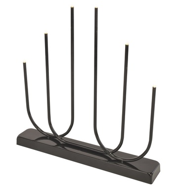 Svietnik čierny LED svietiaci, 6 LED, teplá biela, 38 x 40,5 x 6 cm