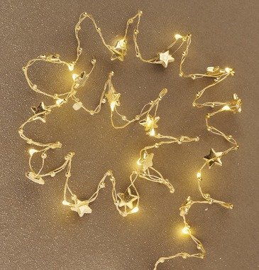 Osvetlenie girlanda hviezdičky zlatá 1,9 m, teplá biela 20 LED