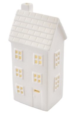 Keramický domček LED svietiaci, 1 LED, teplá biela, 7,7 × 16,3 × 6 cm