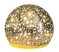 11701 Sv&iacute;t&iacute;c&iacute; skleněn&aacute; koule s hvězdičkami &ndash; champagne, o 10 cm, tepl&aacute; b&iacute;l&aacute;, 10 LED, časovač-1