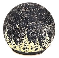 11704 Sv&iacute;t&iacute;c&iacute; skleněn&aacute; koule s motivem krajiny &ndash; tmavě &scaron;ed&aacute;, o 12 cm, tepl&aacute; b&iacute;l&aacute;, 10 LED, časovač-1