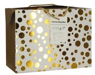 Darčeková taška uzatvárateľná  27x20x13 cm so zlatými bodkami 