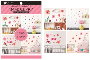 Samolepky na stenu v bloku Kvety, kolieska 16 × 23 cm, 6 listov