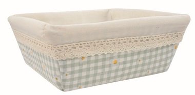 Košík látkový tyrkysovo modrý s kvetinami 13 x 5 x 13 cm