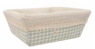 Košík látkový tyrkysovo modrý s kvetinami 16 x 6 x 16 cm