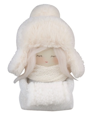 Dievčatko s ušiankou na postavenie biela 15 x 22 x 12 cm