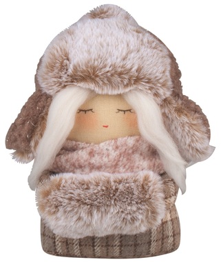 Dievčatko s ušiankou na postavenie hnedá 15 x 22 x 11 cm