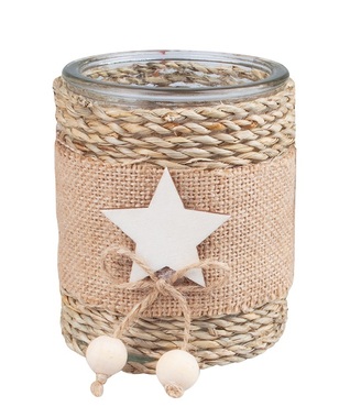 Svietnik s jutovým dekórom o 8 x 10 cm