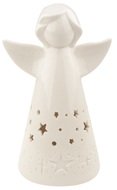 Anjel porcelánový s LED osvetlením, biely s hviezdičkami 16 cm