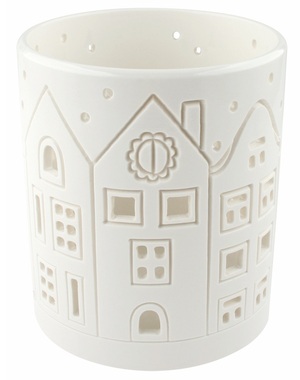 Svietnik biely porcelánový Domčeky 11 x 13,5 cm