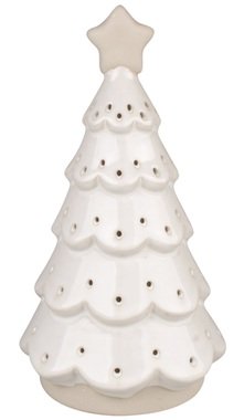 Dekorácia stromček porcelánový na postavenie s LED 7,5 x 20 cm