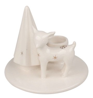 Svietnik srnčeka porcelánový 10,5 x 9 x 10,5 cm, na sviečku 2,2 cm