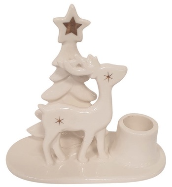 Svietnik jelínek porcelánový 12 x 11 x 6 cm, na sviečku 2,2 cm