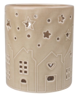 Svietnik s domčekmi porcelánový 10 x 11 x 10 cm