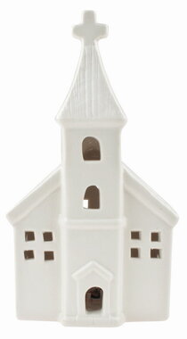 Kostol porcelánový s LED 9 x 16,5 x 6,5 cm na postavenie