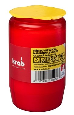 Náhrobná sviečka červená olejová 140 g, výdrž až 50 h