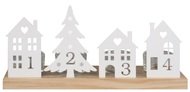 Adventný svietnik s kovovými dekoráciami a číslami biely 28 x 7 x 13 cm