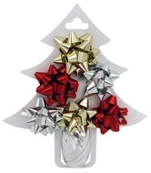 28024 Sada na balen&iacute; d&aacute;rků, rozeta 5 x 2 x 5 cm 6 ks, stuha stř&iacute;brn&aacute; 0,5 cm x 10 m-1