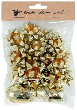 Súprava na balenie darčekov zlatá, rozeta 5 x 2 x 5 cm 20 ks, stuha 0,5 cm x 10 m 2 ks