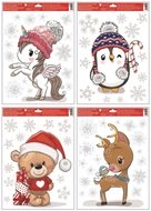 285 Okenn&iacute; f&oacute;lie zv&iacute;ř&aacute;tka v zimě s glitry 30 x 42 cm-1