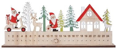 Adventný kalendár Santa na postavenie 25 x 10 cm