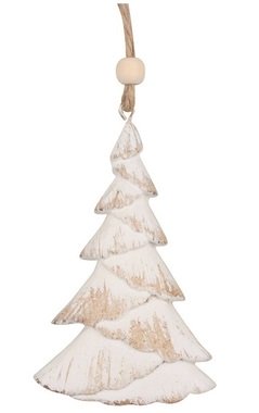 Drevený stromček s patinou na zavesenie béžová 9,5 cm