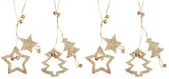 3238 Hvězda a strom s glitry na pověšení 13cm, 4 ks,zlatá-1