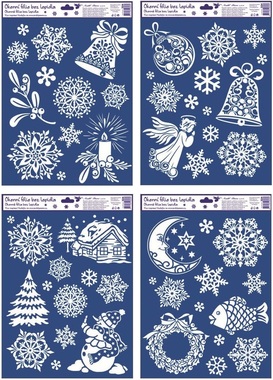 Okenné fólie so snehovým efektom a glitrami Vianoce 38 × 30 cm