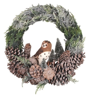 Veniec so sovou o 40 x 8 cm + dekorácie