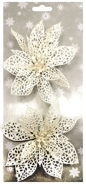 Poinsettie biela 14 cm, 2 ks na klipe