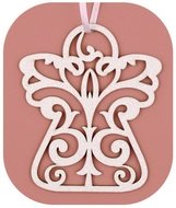 3636 Dřevěný anděl závěsný,bílý glitr,10cm-1