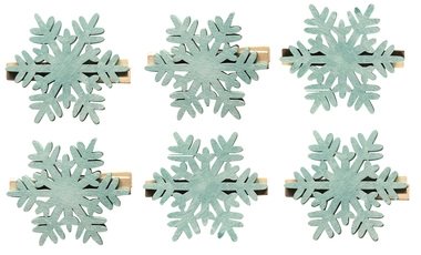 Drevená vločka na štipci 6 cm 6 ks Drevená vločka na štipci 6 cm 6 ks