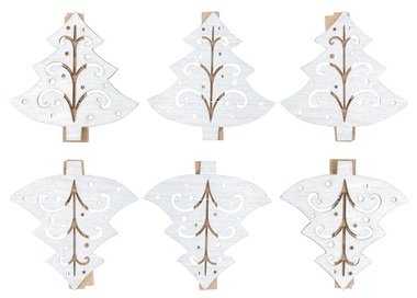 Drevený stromček na štipci 6 cm 6 ks