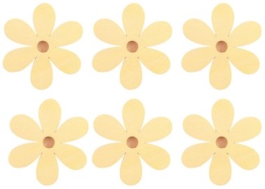 Drevené kvety na štipci 4 cm, 6 ks