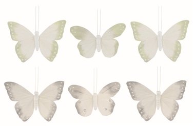 Motýle s glitrami na klipe 9,5 x 9 x 2 cm, 6 ks v sáčku