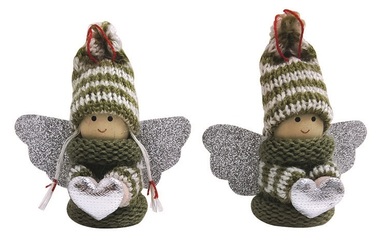 Anjel v zelenom svetríku so srdiečkom na zavesenie 7,5 cm