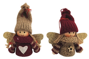 Anjel so zlatým úpletom na zavesenie 7,5 cm Anjel so zlatým úpletom na zavesenie 7,5 cm