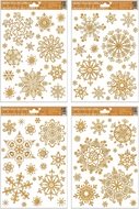 Okenné fólie so snehovým efektom Vločky zlaté 27 × 20 cm