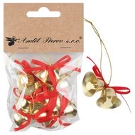 47005 Dvojit&eacute; zvonečky 4 x 2 x 2 cm set, 6 setů v s&aacute;čku zlat&eacute;-1