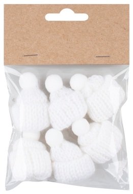 Dekoračná čiapka pletená o 3 x 4,5 cm, 6 ks vo vrecku, biela