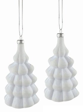 Stromček plastový biely 6 x 11 x 5 cm na zavesenie, 2 ks v sáčku