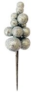 Vetvička strieborných bobúľ s glitrom 2 ks, 13 cm